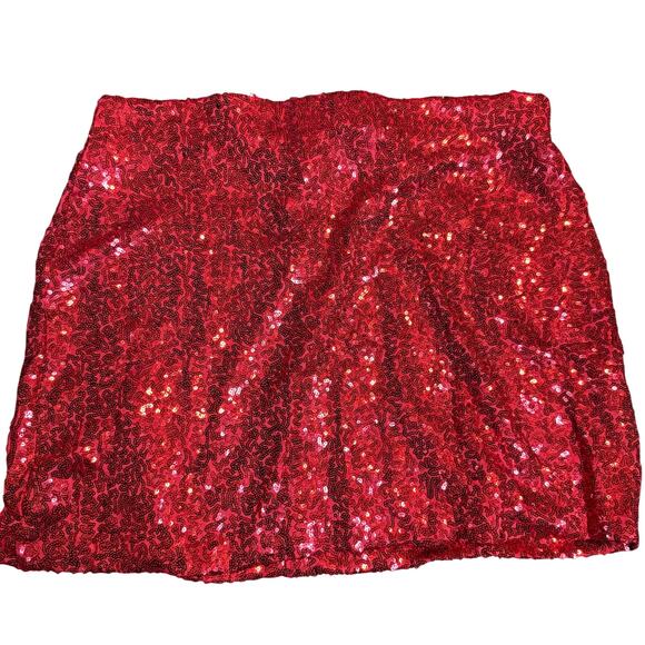 Tipsy Elves, Red Sequin Mini Skirt, Stretch, Size XL, NWT - Picture 3 of 6